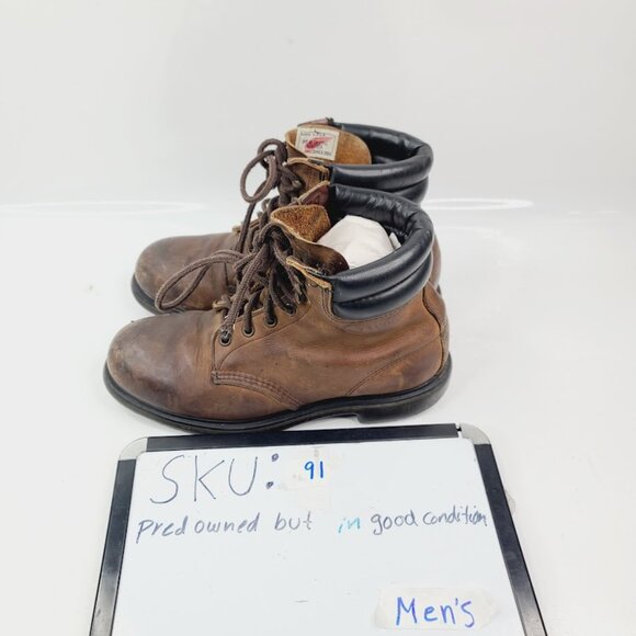 Red Wing Men\'s Brown Black Leather Lace Up Ankle Classic Work Boots Size 7